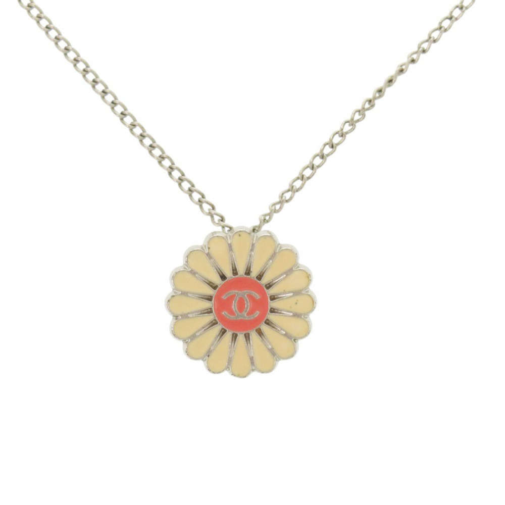 CHANEL Authentic Silver Logo Necklace